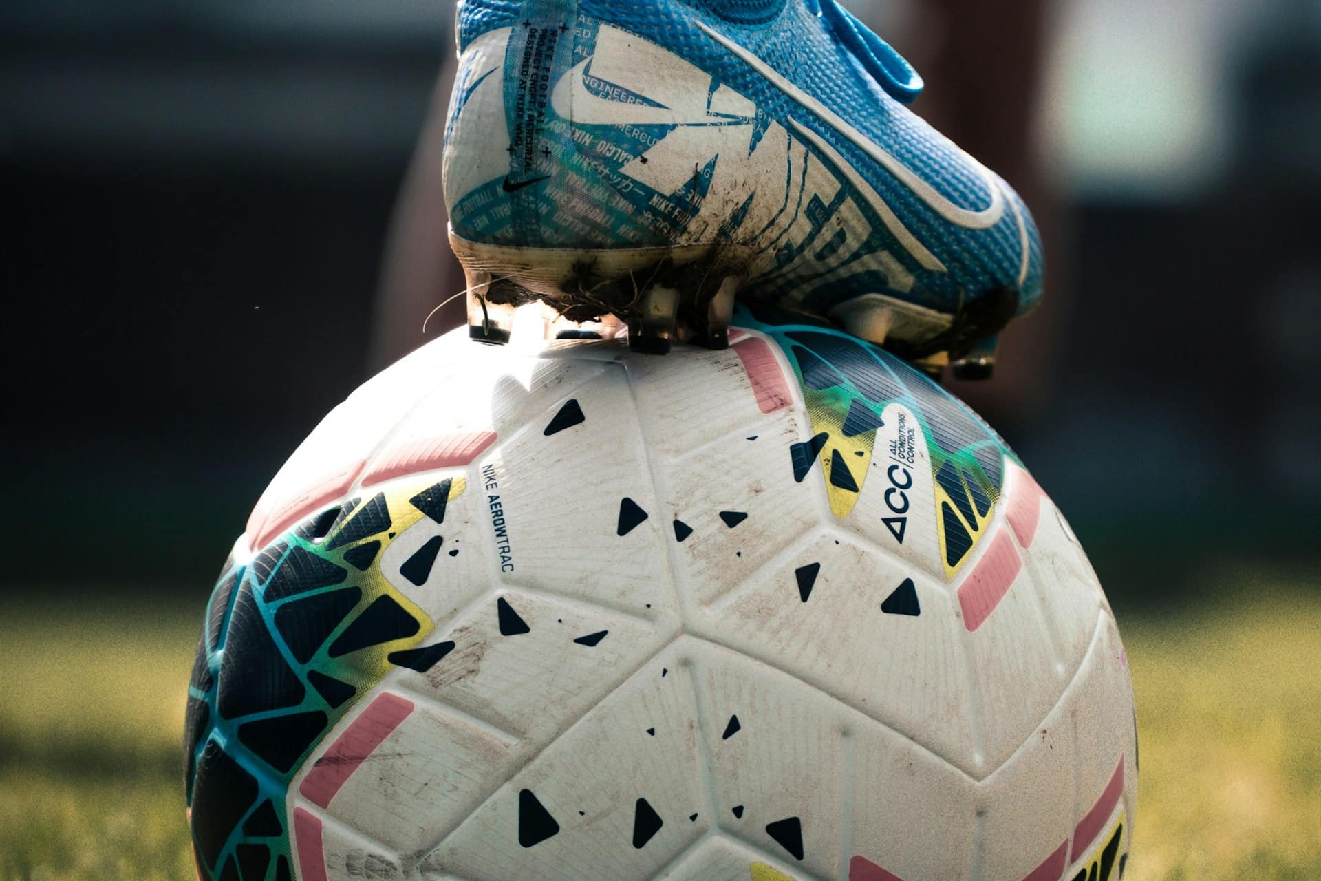 Football and boot during a goalkeeper training session in the Chablais